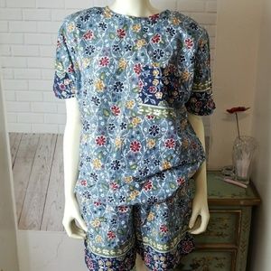 Vintage SWAT  Floral Red White Blue Short Set medium